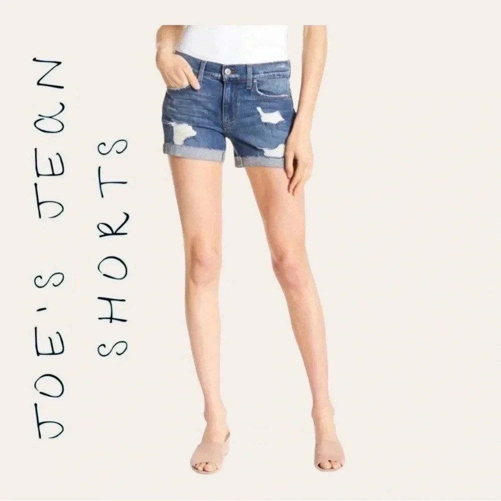 0815. JOE’S DENIM JEAN SHORTS FACTORY DISTRESSED SIZE‎ 26 CUFFED